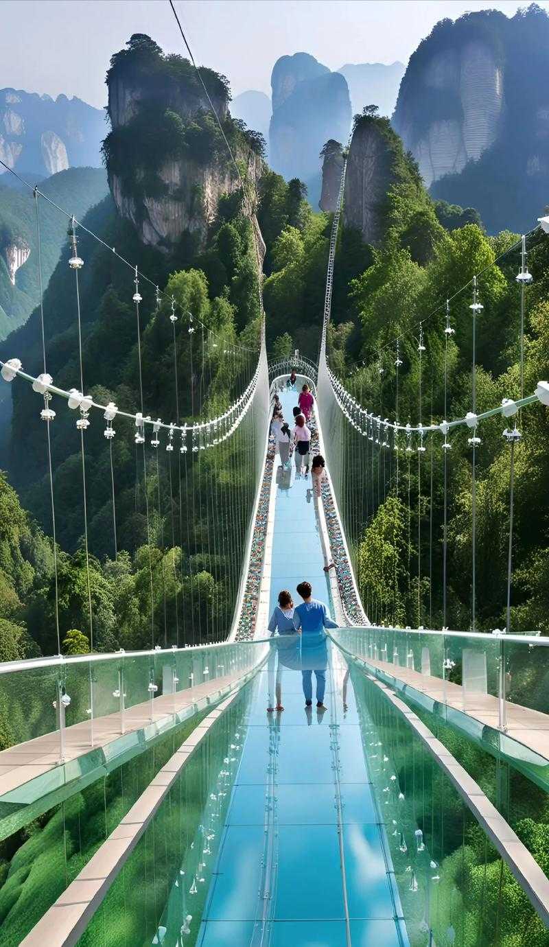 张家界天门山酷跑视频:极限运动挑战高空玻璃栈道