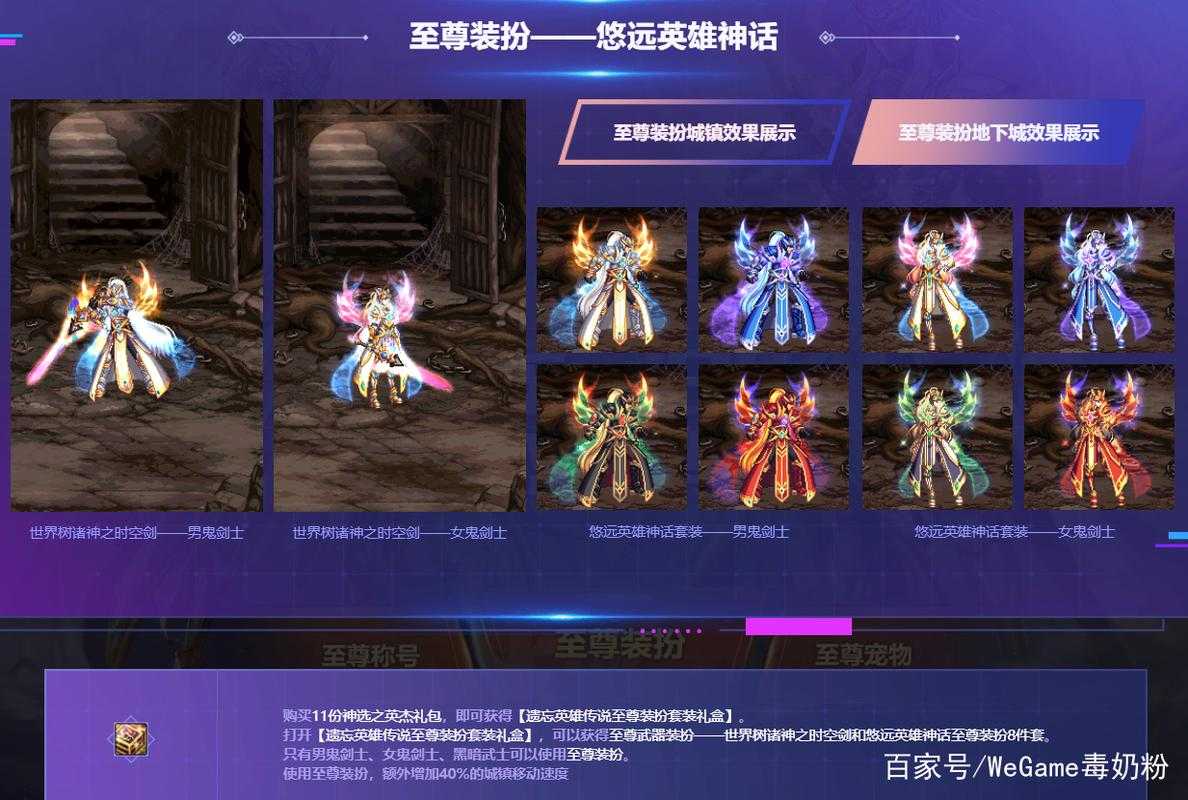 DNF历年至尊装扮属性大全：历年外观与属性详解